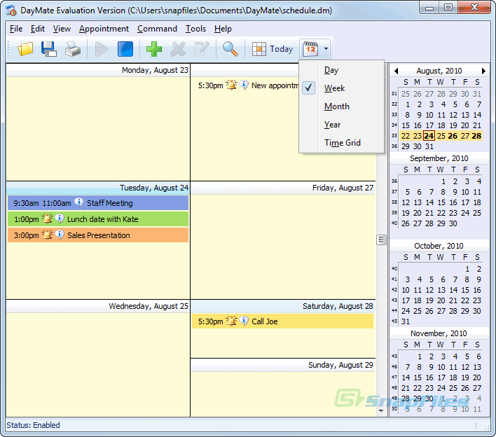 screenshot of DayMate