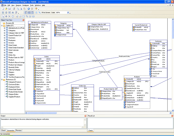 screen capture of MicroOLAP Database Designer for MySQL