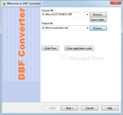 screen capture of DBF Converter