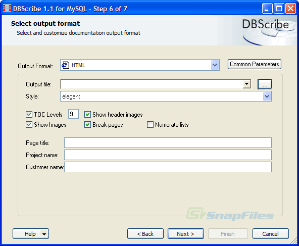 screenshot of DBScribe for MySQL