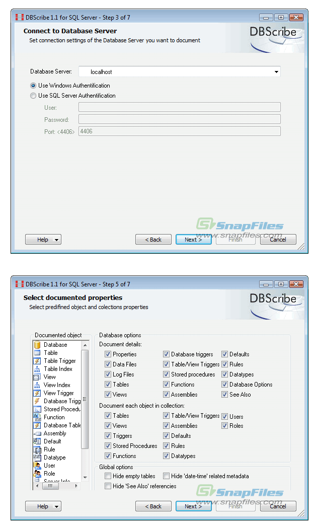 screen capture of DBScribe for SQL Server