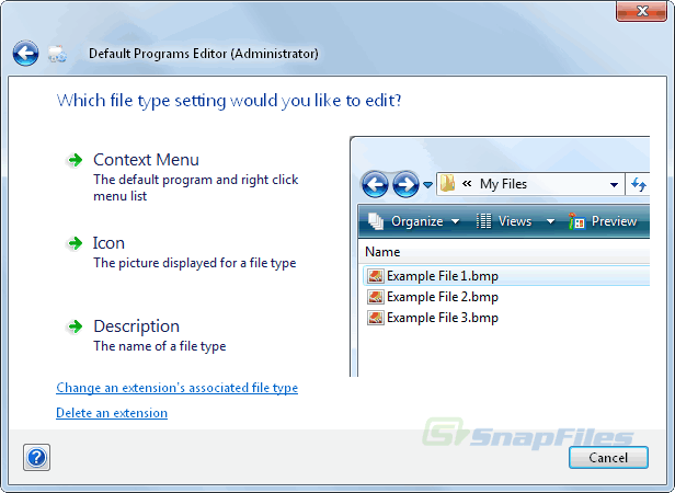 screenshot of Default Programs Editor