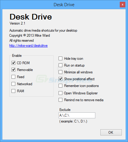 screen capture of Desk Drive