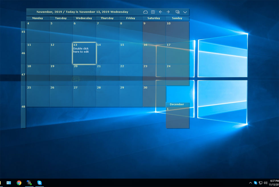 screen capture of DesktopCal