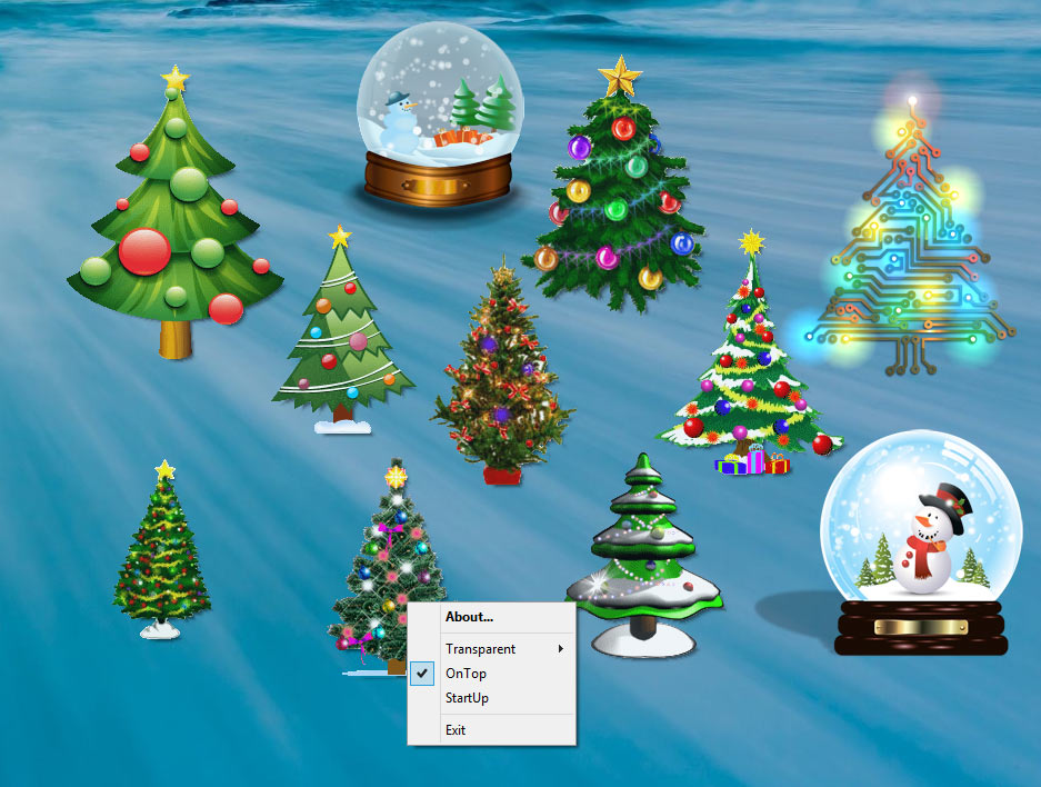 screen capture of Desktop Christmas Trees