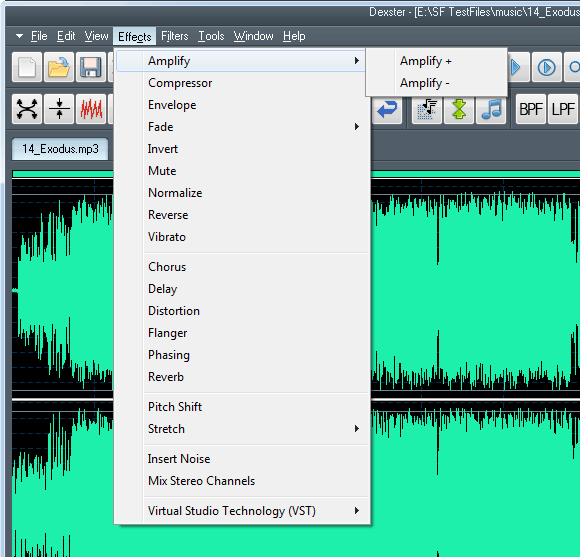 screenshot of Dexster Audio Editor