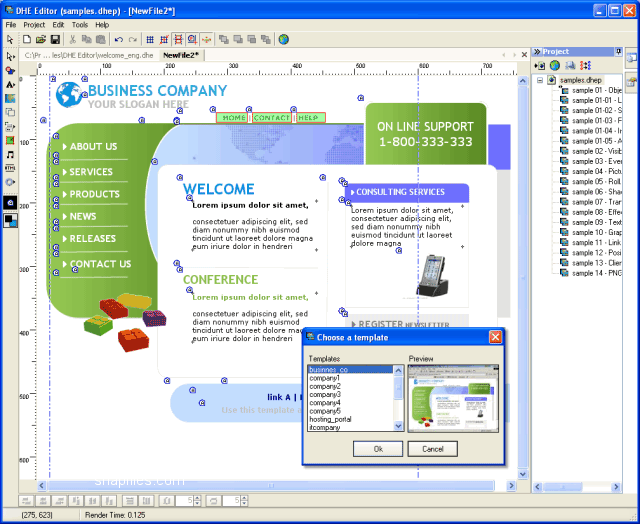 screen capture of Dynamic HTML Editor