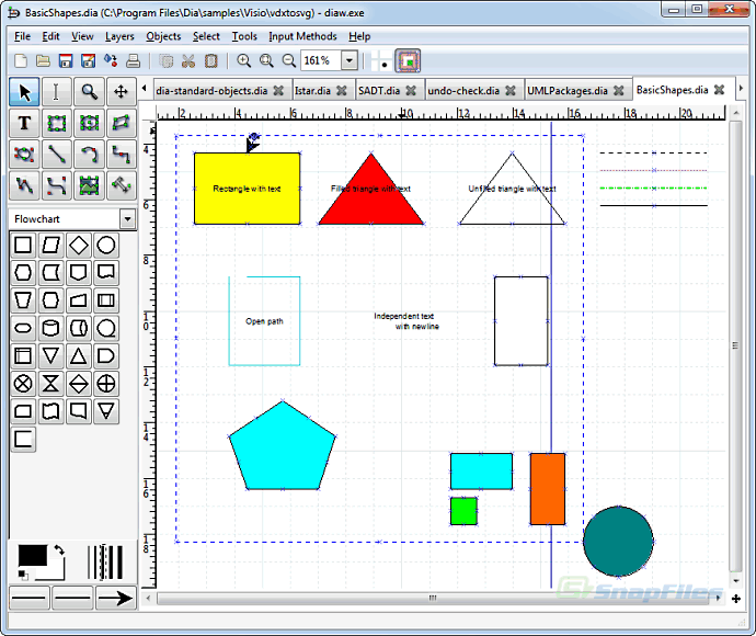 screen capture of Dia Diagram Editor