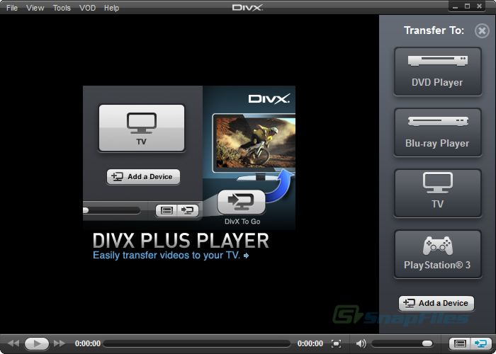 screen capture of DivX for Windows