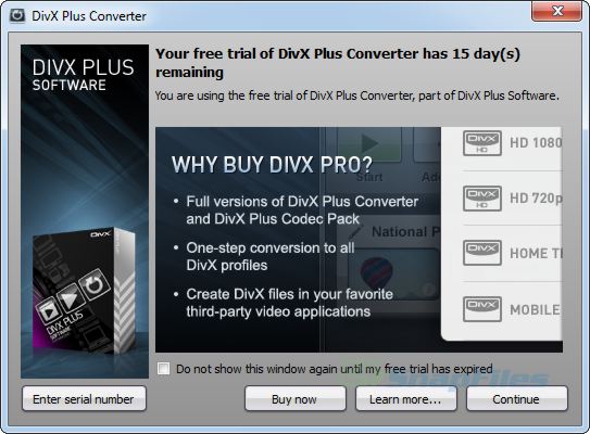 screenshot of DivX for Windows