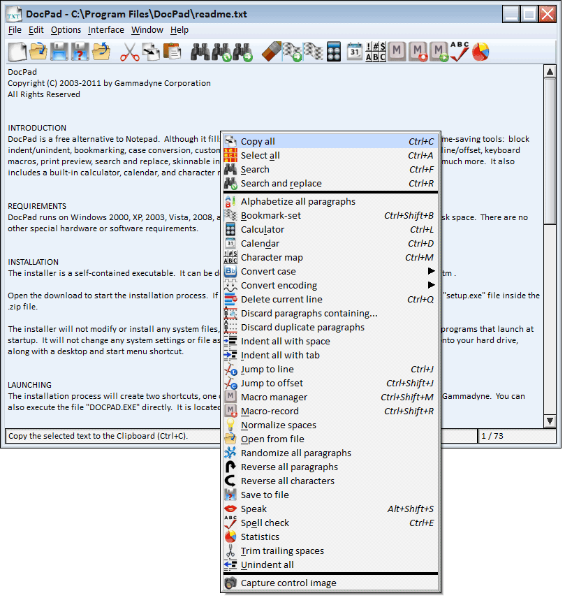 screenshot of DocPad