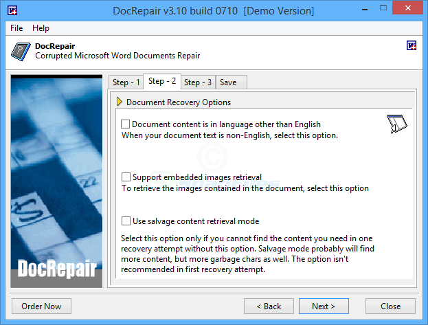screenshot of DocRepair