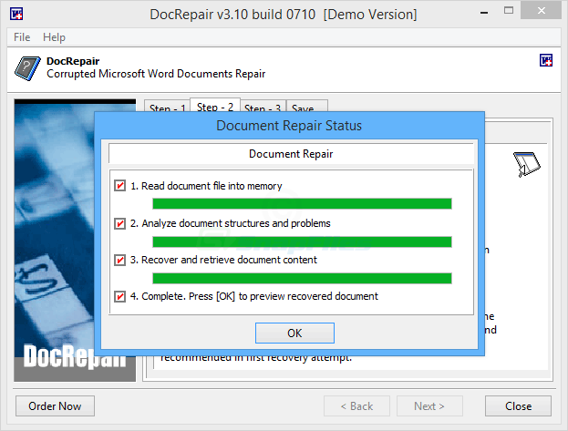 screenshot of DocRepair
