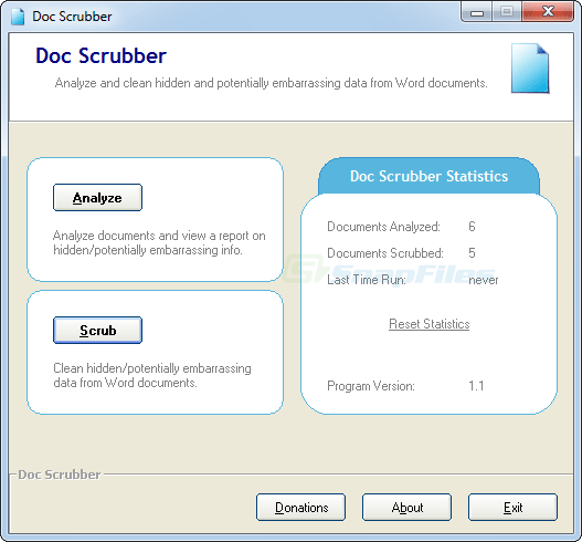 screen capture of Doc Scrubber