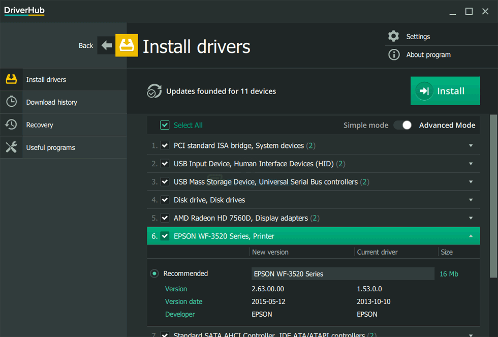screenshot of DriverHub
