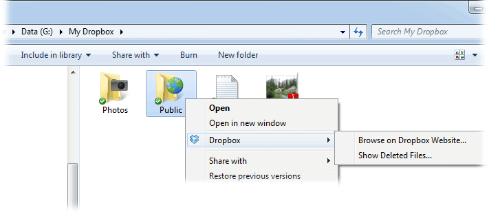 screen capture of Dropbox