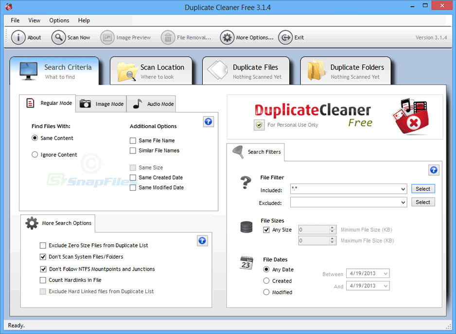screen capture of Duplicate Cleaner Free