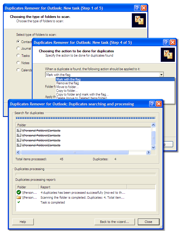 screen capture of Duplicates Remover for Outlook