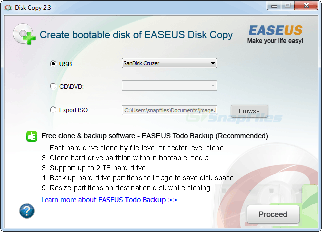 screenshot of EaseUs Disk Copy