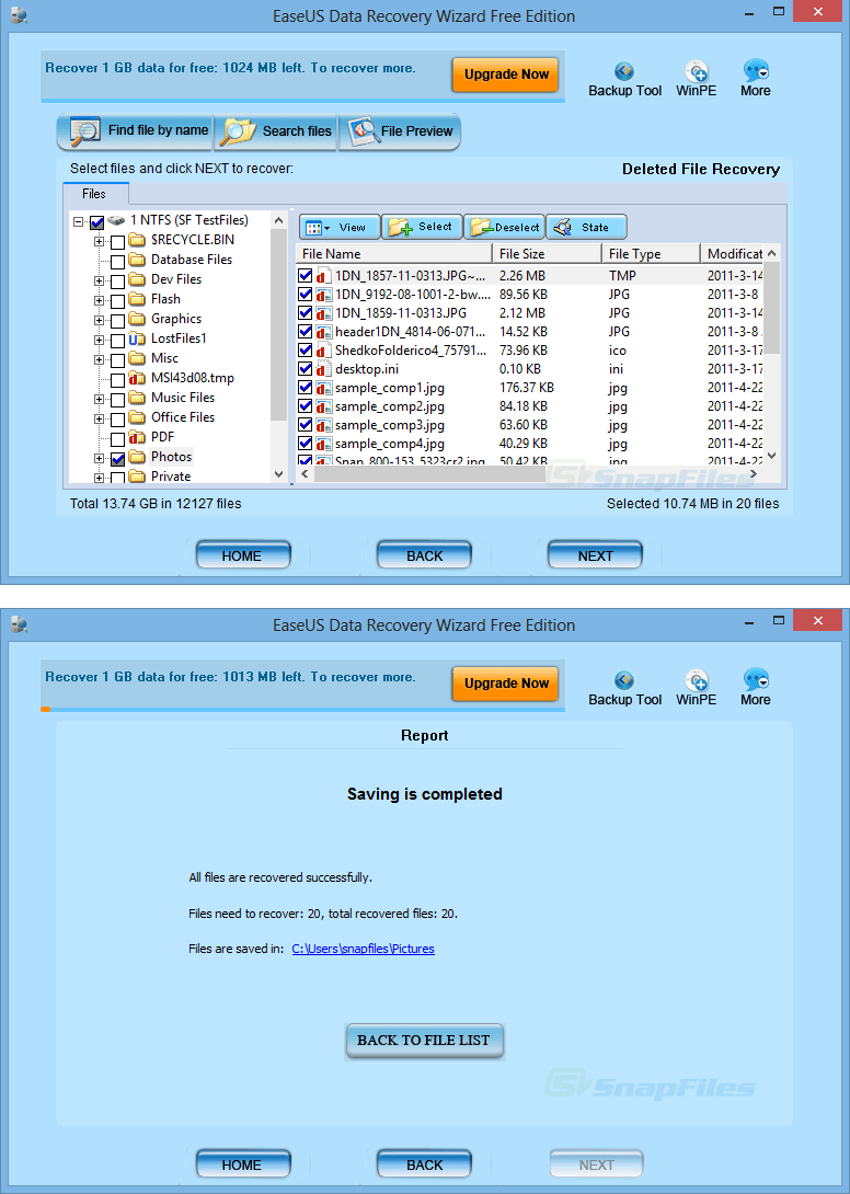 screenshot of EaseUS Data Recovery Wizard
