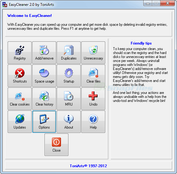 screen capture of EasyCleaner