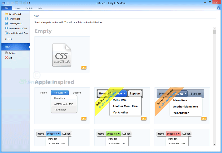 screenshot of Easy CSS Menu Free Edition