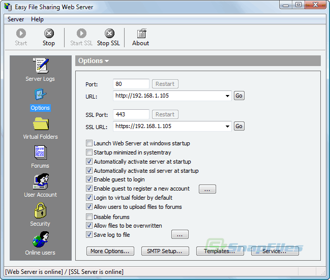 screen capture of Easy File Sharing Web Server