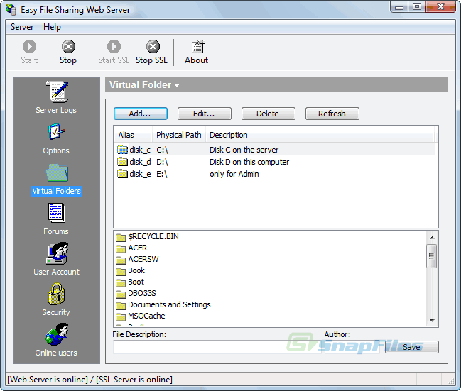 screenshot of Easy File Sharing Web Server