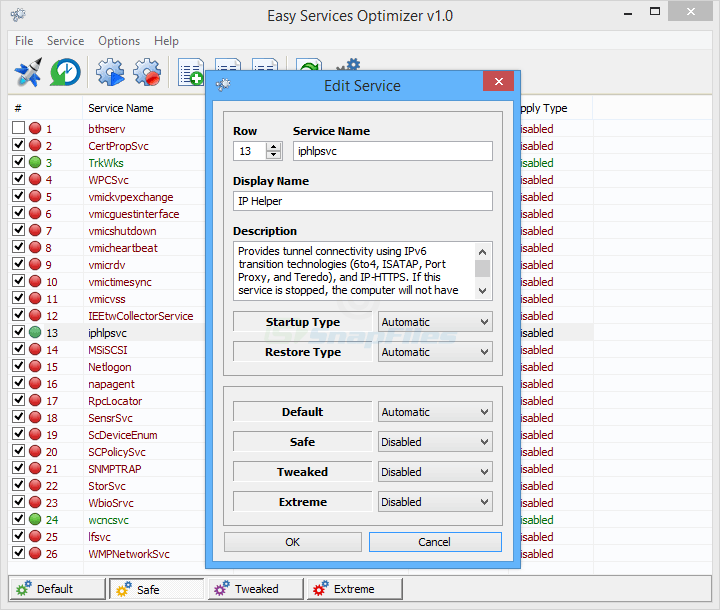 screenshot of Easy Service Optimizer