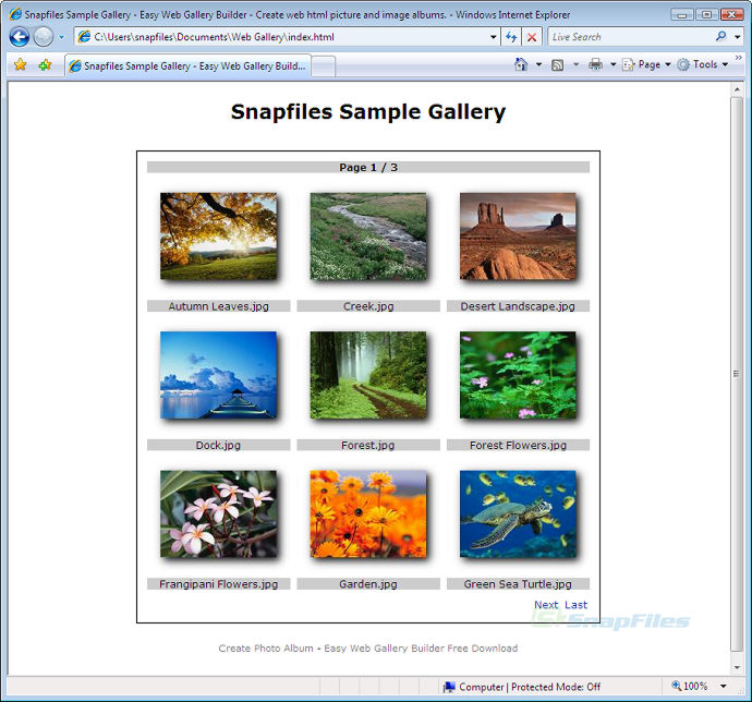 screenshot of Easy Web Gallery Builder