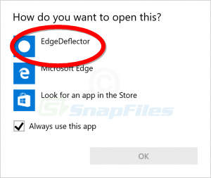 screen capture of EdgeDeflector