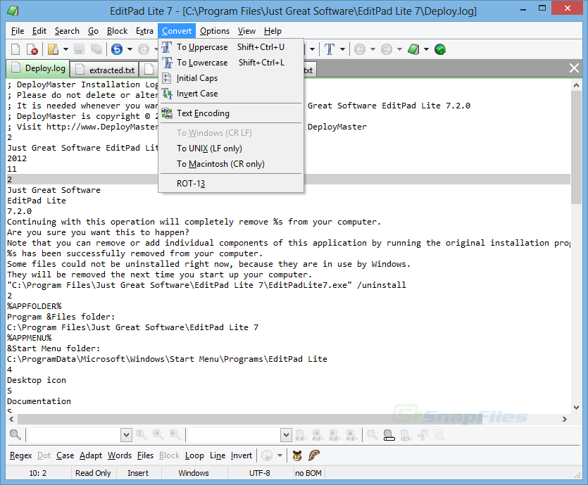 screen capture of EditPad Lite