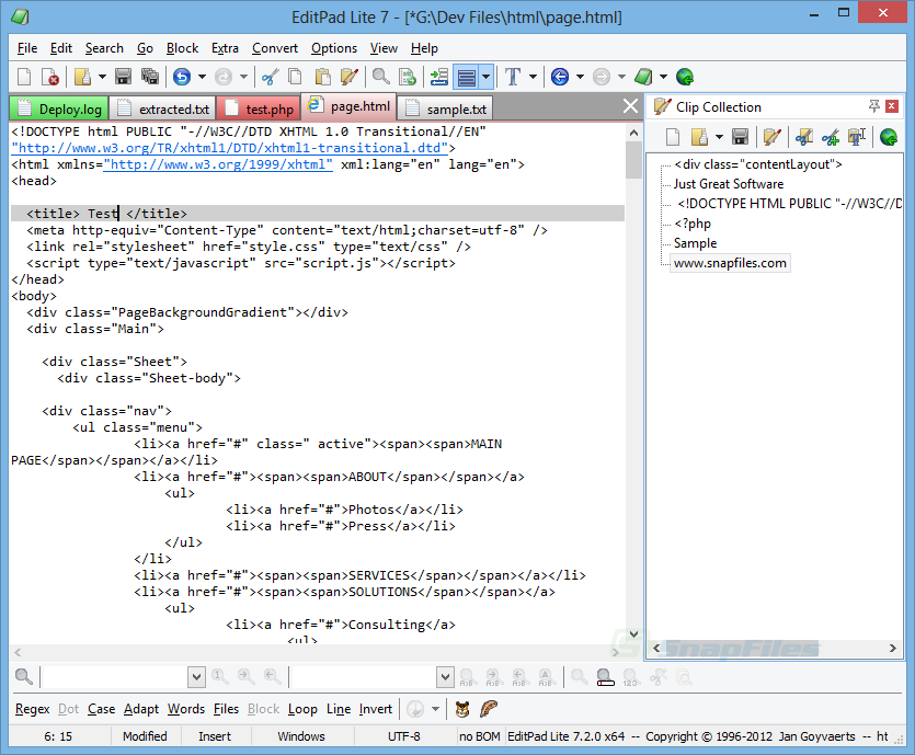 screenshot of EditPad Lite