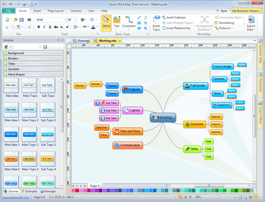screen capture of Edraw Mind Map
