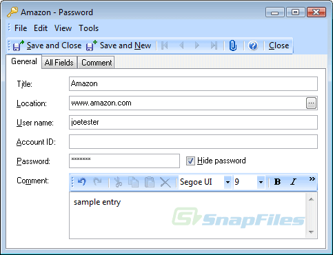 screenshot of Efficient Password Manager