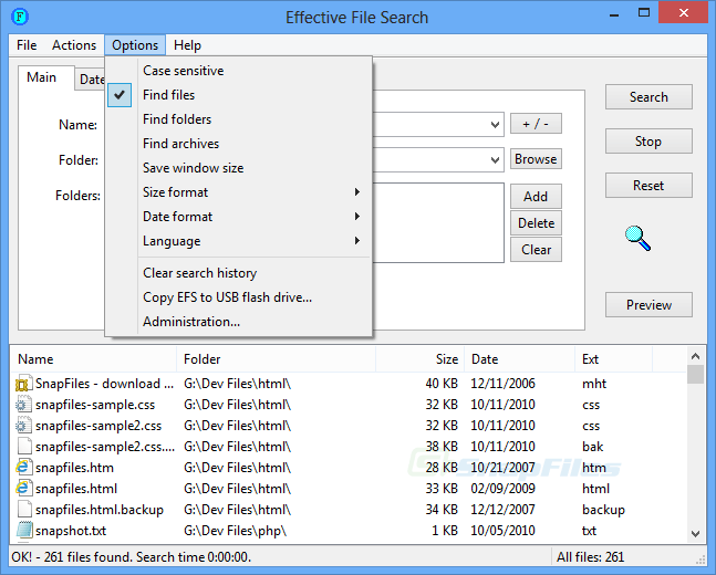 screenshot of Effective File Search
