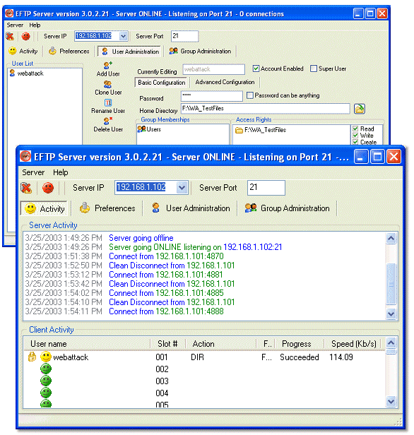 screen capture of Encrypted FTP