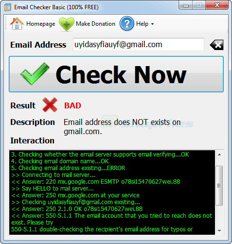 screenshot of Email Checker Basic