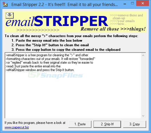 screen capture of Email Stripper