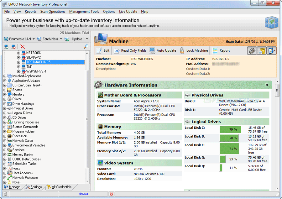 screen capture of EMCO Network Inventory Pro