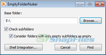 screenshot of Empty Folder Nuker