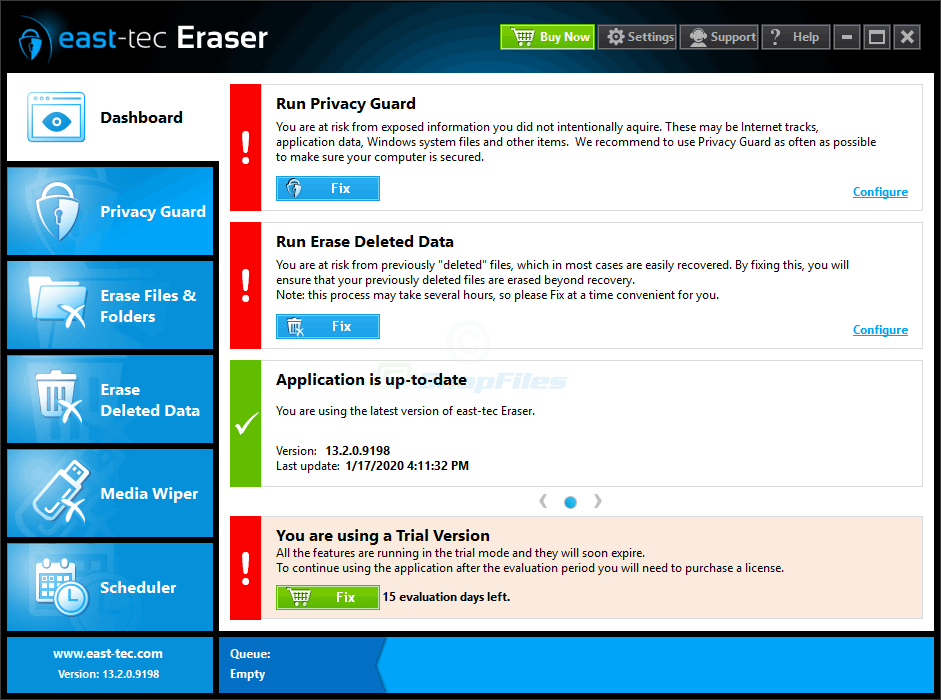 screen capture of east-tec Eraser