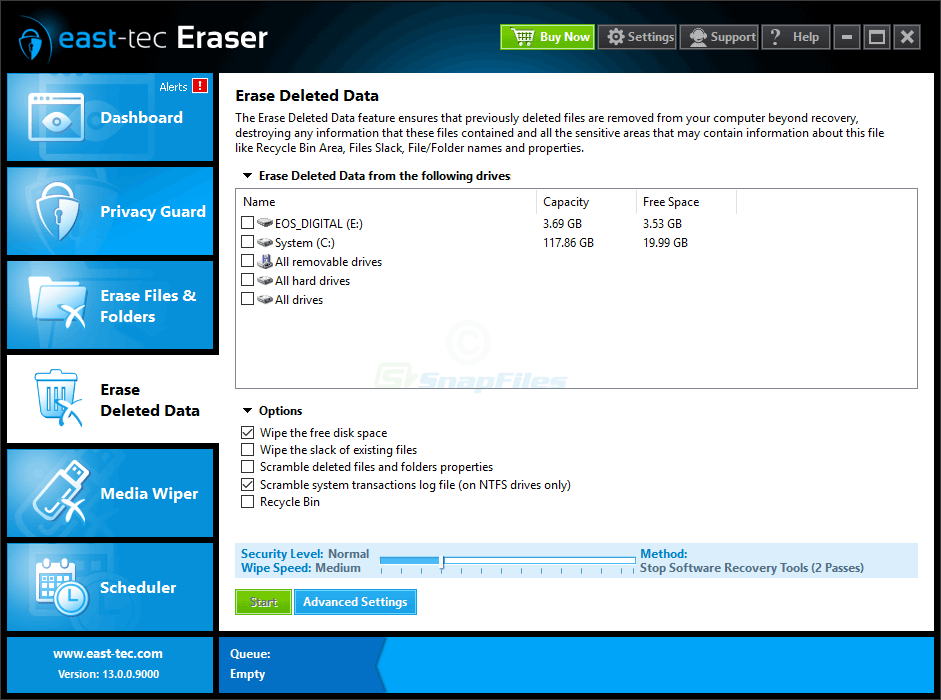 screenshot of east-tec Eraser