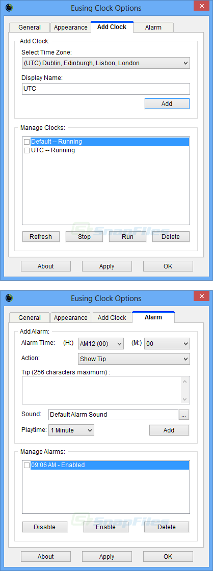 screenshot of Eusing Clock