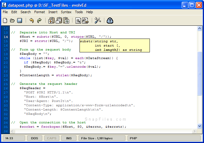screen capture of evolvEd Text Editor
