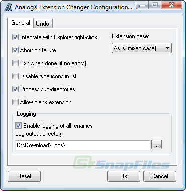 screenshot of AnalogX Extension Changer