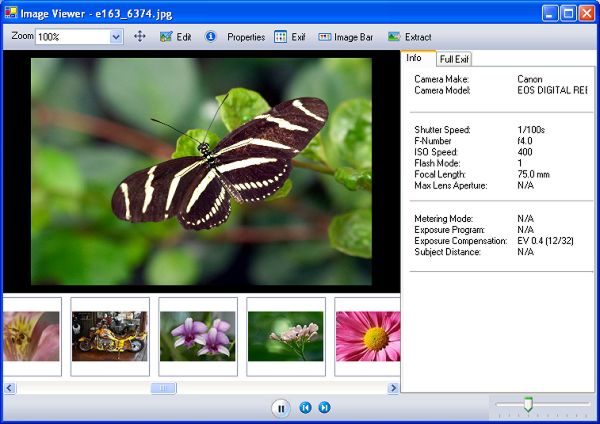 screen capture of EXIF Browser