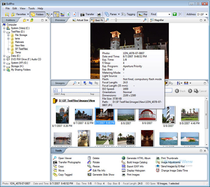 screen capture of ExifPro Image Viewer