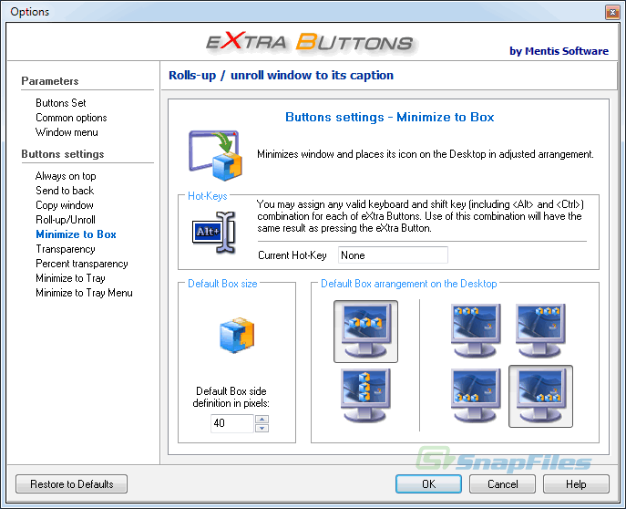 screenshot of eXtra Buttons