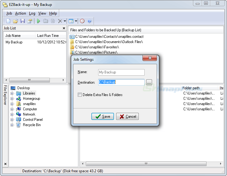 screenshot of EZBack-it-up